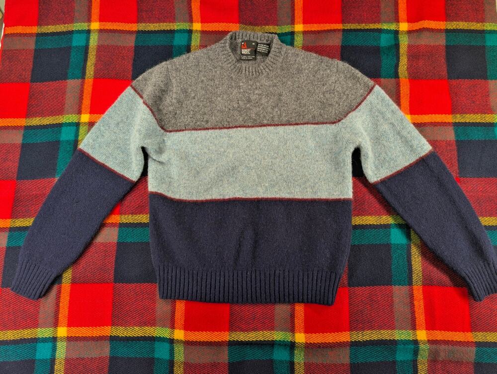 Vtg 80s Shetland Wool sweater men's medium Robert Bruce heritage colorblock blue - Picture 1 of 7